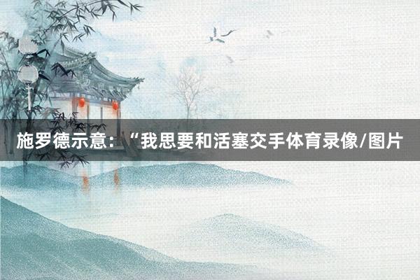 施罗德示意：“我思要和活塞交手体育录像/图片